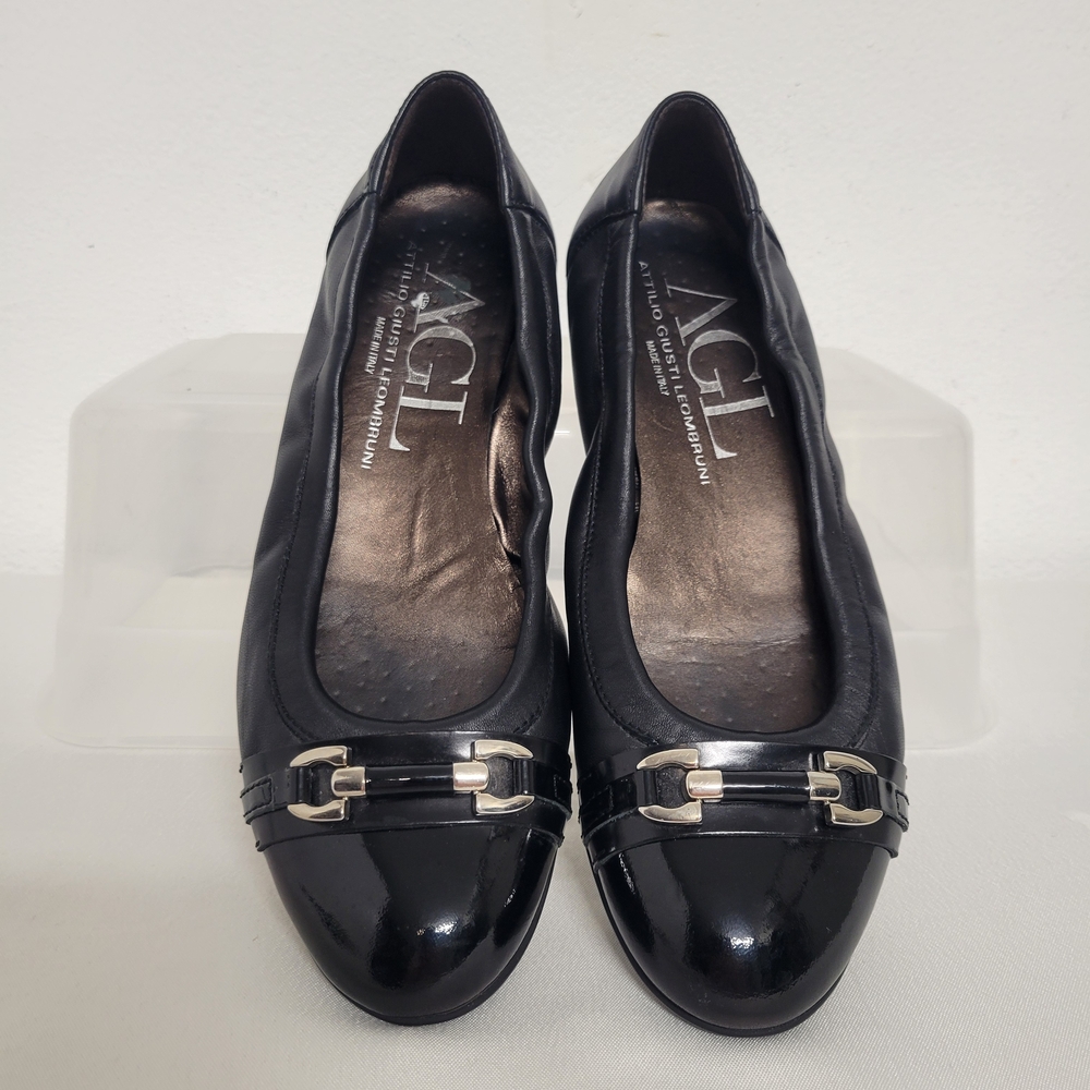 AGL Black Leather Loafers with Metallic Details Attilio Giusti Leombruni